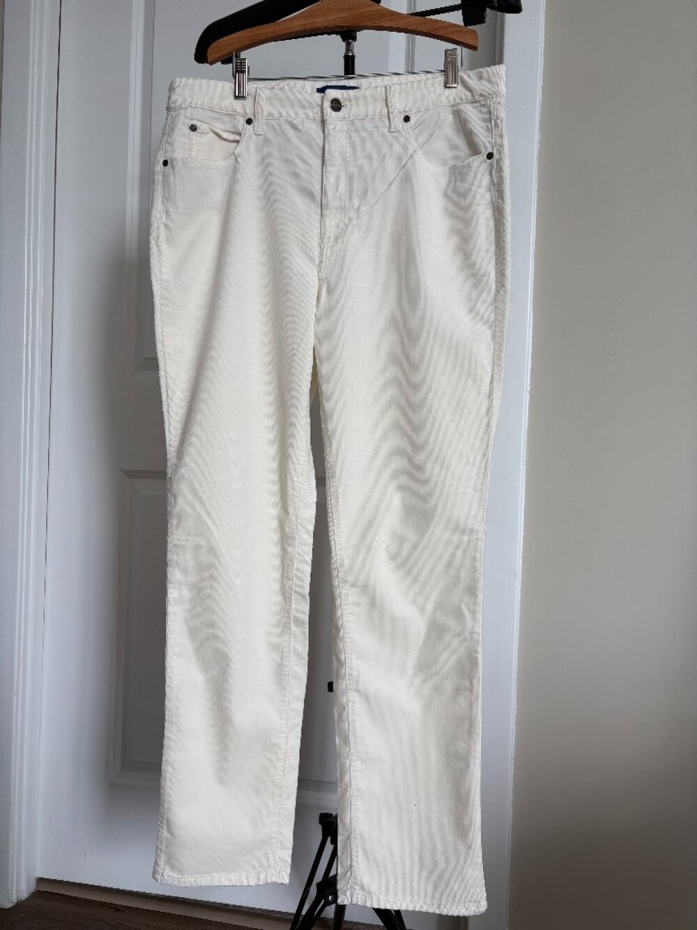 Talbots High-Rise Straight-Leg Corduroy Pants, White, Misses Size 12